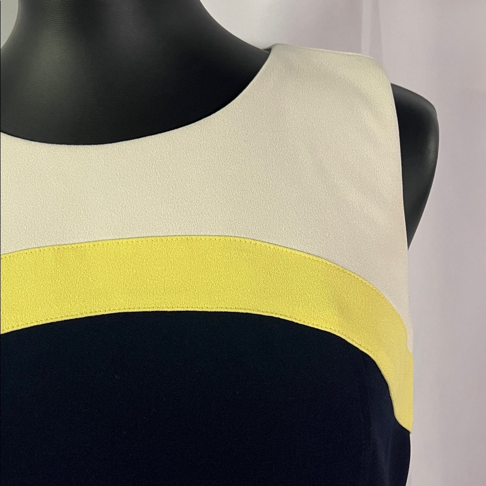 Tommy Hilfiger Navy Yellow & Beige Color Block Sleeveless Sheath Dress - Picture 6 of 16